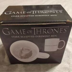 Stark Sculpted Direwolf Mug - White